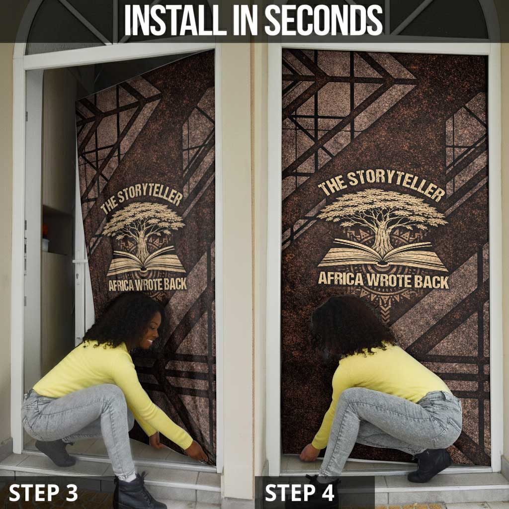 Chinua Achebe Door Cover with Tribal Symbol Design, The Storyteller Quote and Africa Wrote Back - Wonder Print Shop