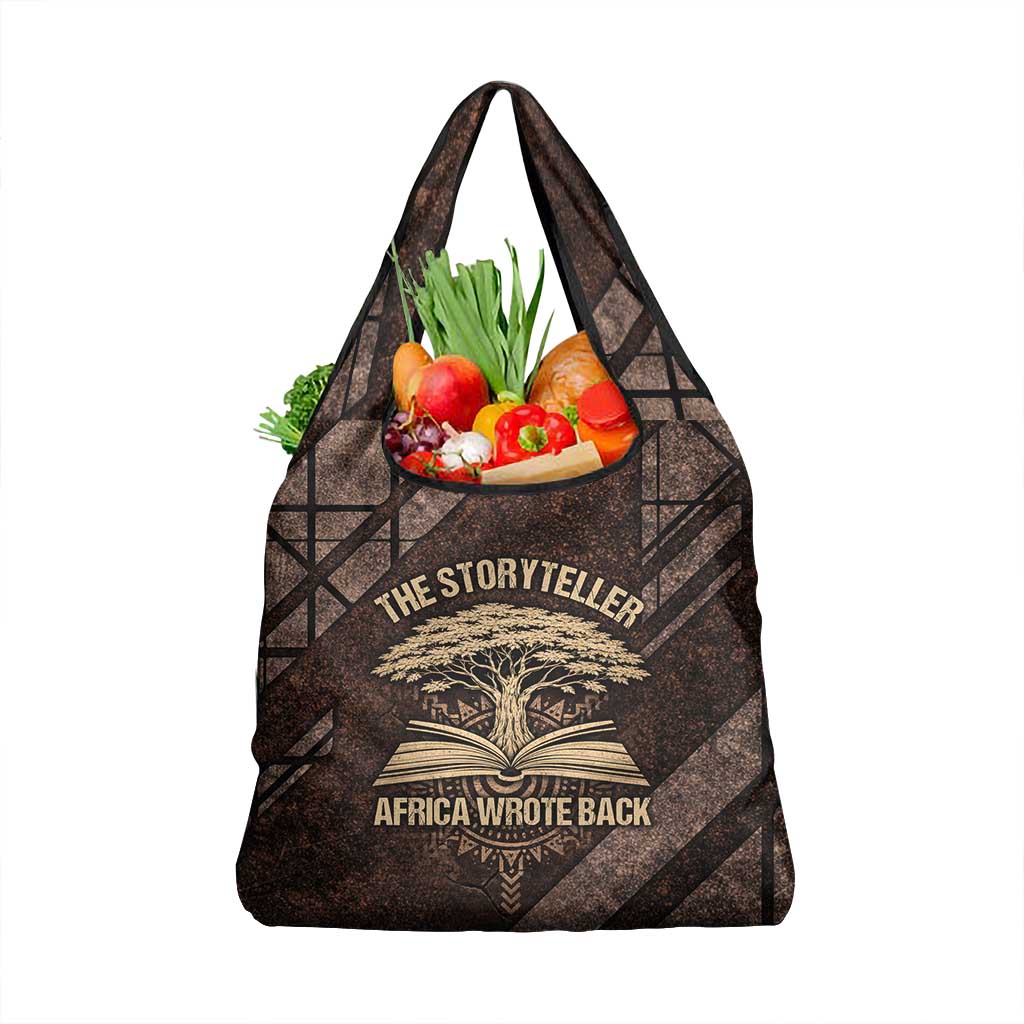 Chinua Achebe Grocery Bag with Tribal Symbol Design, The Storyteller Quote and Africa Wrote Back - Wonder Print Shop