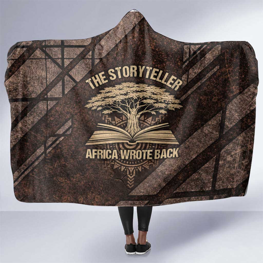 Chinua Achebe Hooded Blanket with Tribal Symbol Design, The Storyteller Quote and Africa Wrote Back - Wonder Print Shop