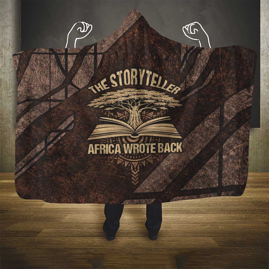 Chinua Achebe Hooded Blanket with Tribal Symbol Design, The Storyteller Quote and Africa Wrote Back - Wonder Print Shop