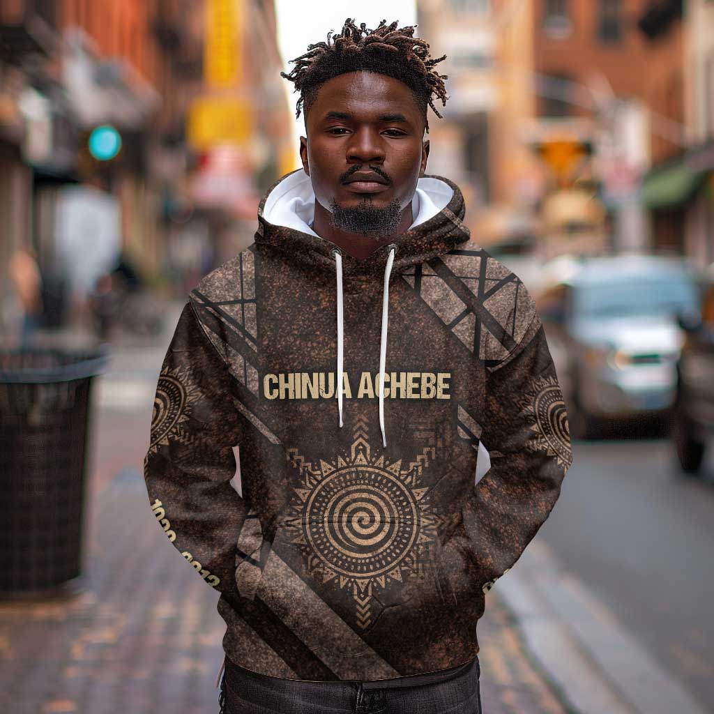 Chinua Achebe Hoodie with Tribal Symbol Design, The Storyteller Quote and Africa Wrote Back - Wonder Print Shop
