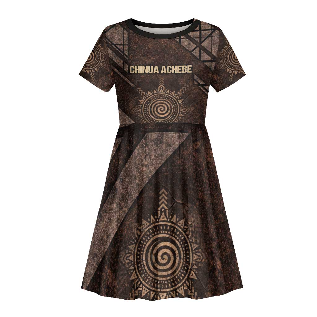 Chinua Achebe Kid Short Sleeve Dress with Tribal Symbol Design, The Storyteller Quote and Africa Wrote Back - Wonder Print Shop