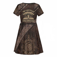 Chinua Achebe Kid Short Sleeve Dress with Tribal Symbol Design, The Storyteller Quote and Africa Wrote Back - Wonder Print Shop