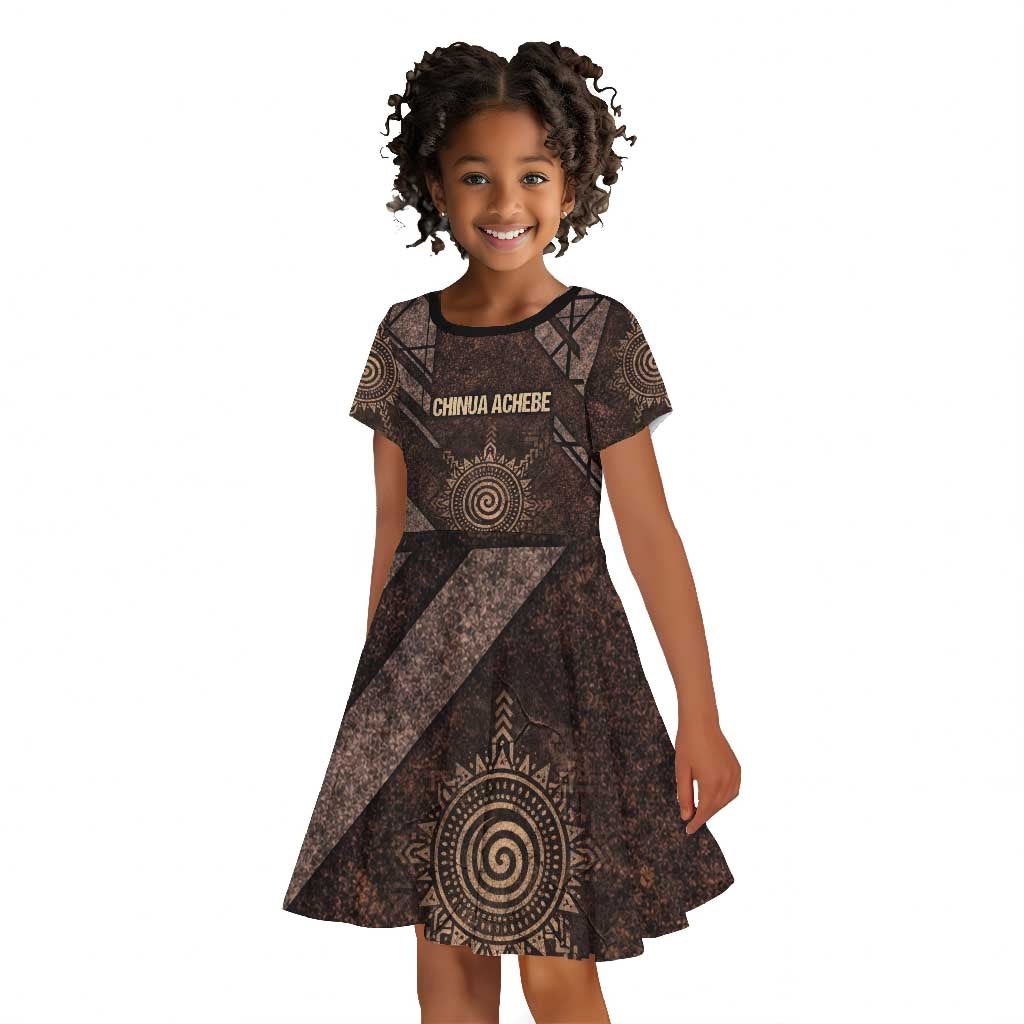 Chinua Achebe Kid Short Sleeve Dress with Tribal Symbol Design, The Storyteller Quote and Africa Wrote Back - Wonder Print Shop
