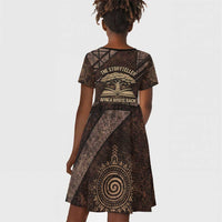 Chinua Achebe Kid Short Sleeve Dress with Tribal Symbol Design, The Storyteller Quote and Africa Wrote Back - Wonder Print Shop