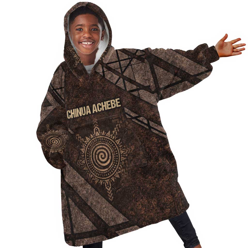 Chinua Achebe Kid Wearable Blanket Hoodie with Tribal Symbol Design, The Storyteller Quote and Africa Wrote Back - Wonder Print Shop