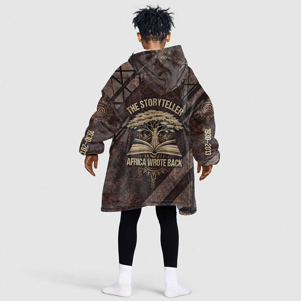 Chinua Achebe Kid Wearable Blanket Hoodie with Tribal Symbol Design, The Storyteller Quote and Africa Wrote Back - Wonder Print Shop