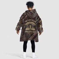 Chinua Achebe Kid Wearable Blanket Hoodie with Tribal Symbol Design, The Storyteller Quote and Africa Wrote Back - Wonder Print Shop