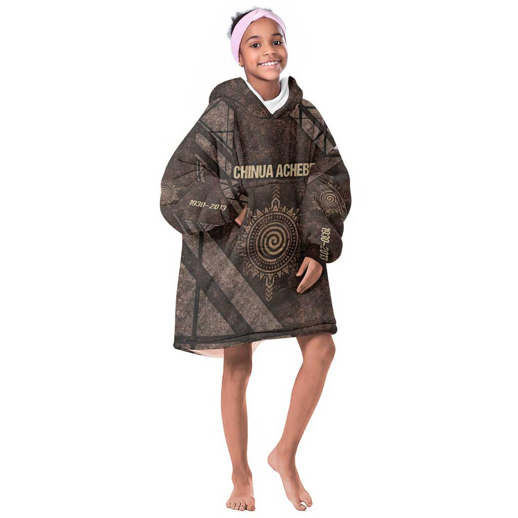 Chinua Achebe Kid Wearable Blanket Hoodie with Tribal Symbol Design, The Storyteller Quote and Africa Wrote Back - Wonder Print Shop