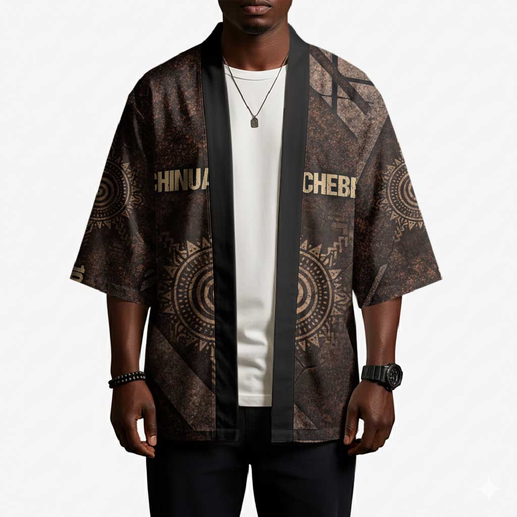 Chinua Achebe Kimono with Tribal Symbol Design, The Storyteller Quote and Africa Wrote Back - Wonder Print Shop
