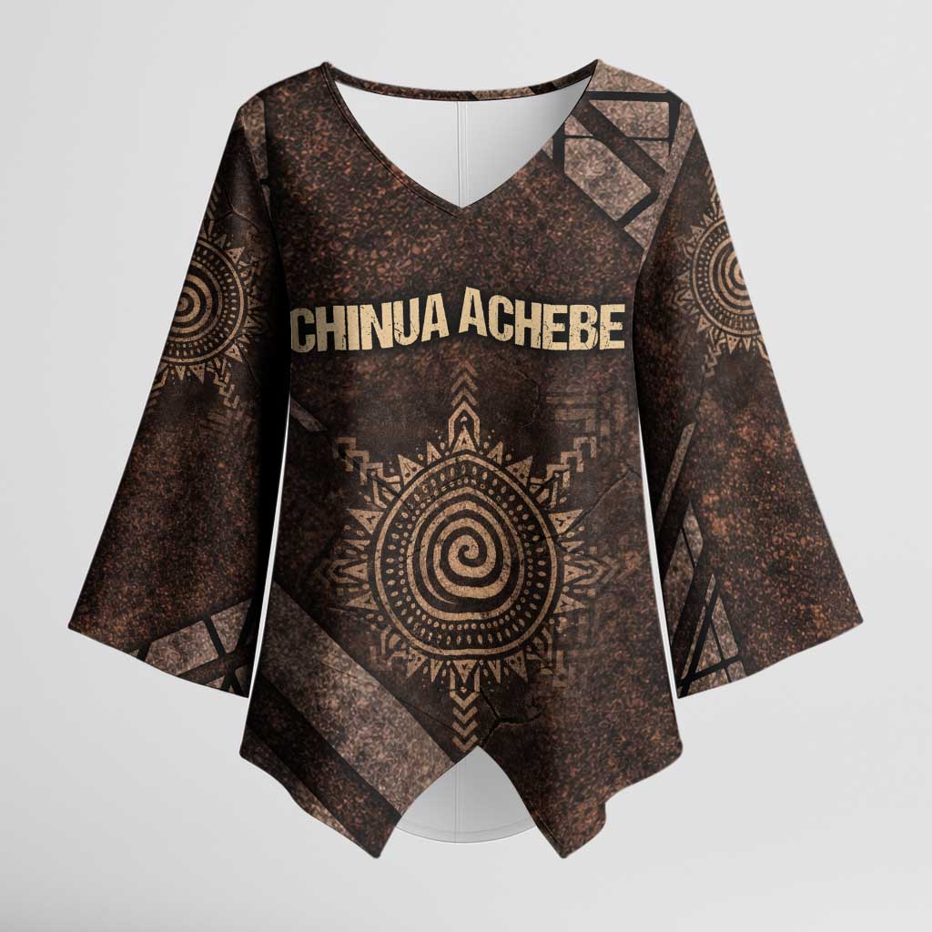 Chinua Achebe Kimono Sleeve Blouse with Tribal Symbol Design, The Storyteller Quote and Africa Wrote Back - Wonder Print Shop