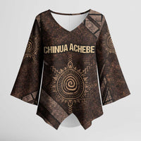 Chinua Achebe Kimono Sleeve Blouse with Tribal Symbol Design, The Storyteller Quote and Africa Wrote Back - Wonder Print Shop