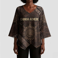 Chinua Achebe Kimono Sleeve Blouse with Tribal Symbol Design, The Storyteller Quote and Africa Wrote Back - Wonder Print Shop