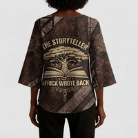 Chinua Achebe Kimono Sleeve Blouse with Tribal Symbol Design, The Storyteller Quote and Africa Wrote Back - Wonder Print Shop