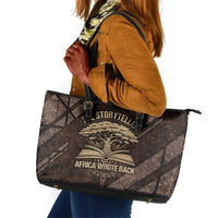 Chinua Achebe Leather Tote Bag with Tribal Symbol Design, The Storyteller Quote and Africa Wrote Back - Wonder Print Shop