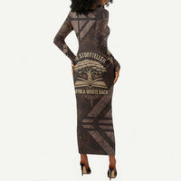 Chinua Achebe Long Sleeve Bodycon Dress with Tribal Symbol Design, The Storyteller Quote and Africa Wrote Back - Wonder Print Shop