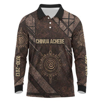 Chinua Achebe Long Sleeve Polo Shirt with Tribal Symbol Design, The Storyteller Quote and Africa Wrote Back - Wonder Print Shop