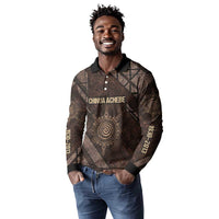 Chinua Achebe Long Sleeve Polo Shirt with Tribal Symbol Design, The Storyteller Quote and Africa Wrote Back - Wonder Print Shop
