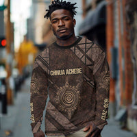 Chinua Achebe Long Sleeve Shirt with Tribal Symbol Design, The Storyteller Quote and Africa Wrote Back - Wonder Print Shop