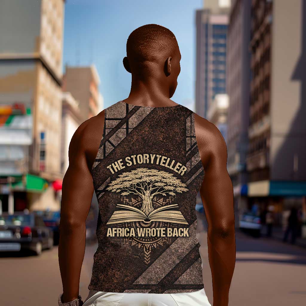 Chinua Achebe Men Tank Top with Tribal Symbol Design, The Storyteller Quote and Africa Wrote Back - Wonder Print Shop