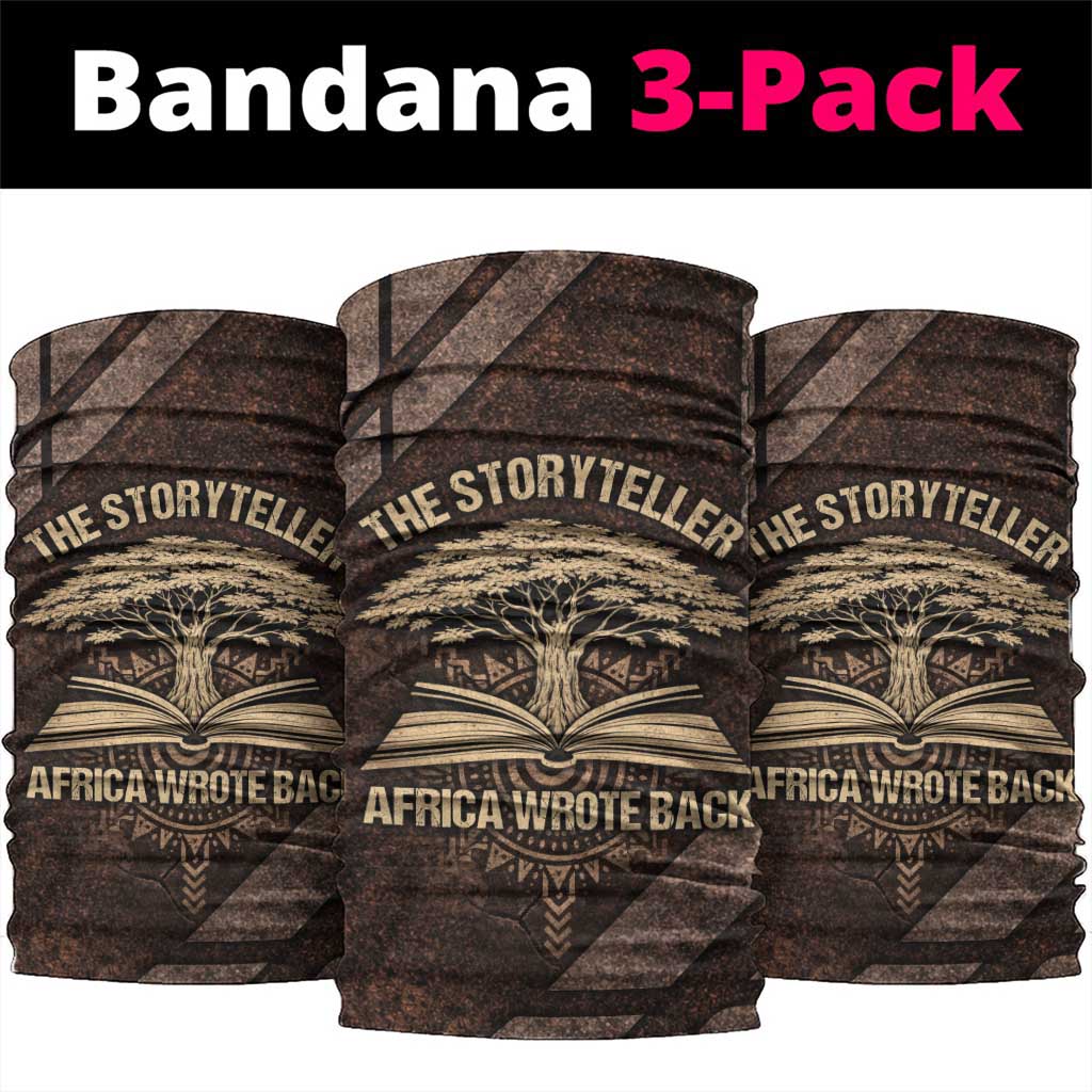 Chinua Achebe Neck Gaiter with Tribal Symbol Design, The Storyteller Quote and Africa Wrote Back - Wonder Print Shop