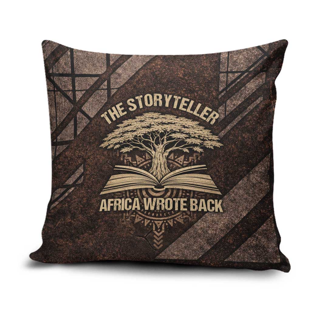 Chinua Achebe Pillow Cover with Tribal Symbol Design, The Storyteller Quote and Africa Wrote Back - Wonder Print Shop