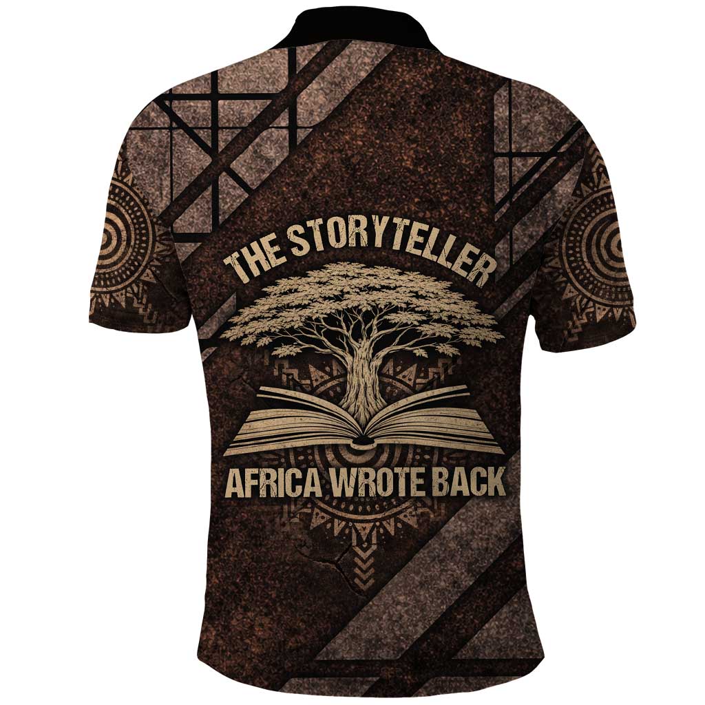 Chinua Achebe Polo Shirt with Tribal Symbol Design, The Storyteller Quote and Africa Wrote Back - Wonder Print Shop
