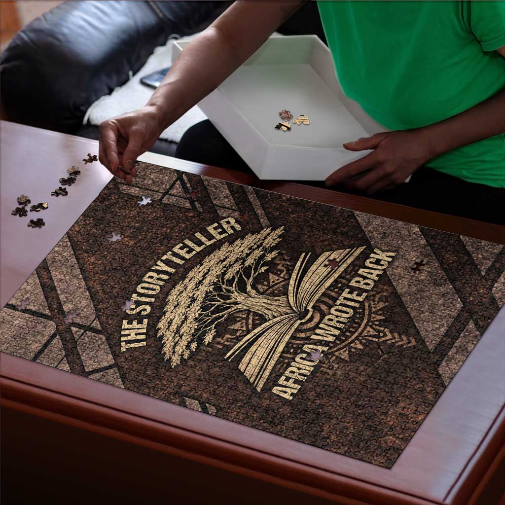Chinua Achebe Puzzle with Tribal Symbol Design, The Storyteller Quote and Africa Wrote Back - Wonder Print Shop