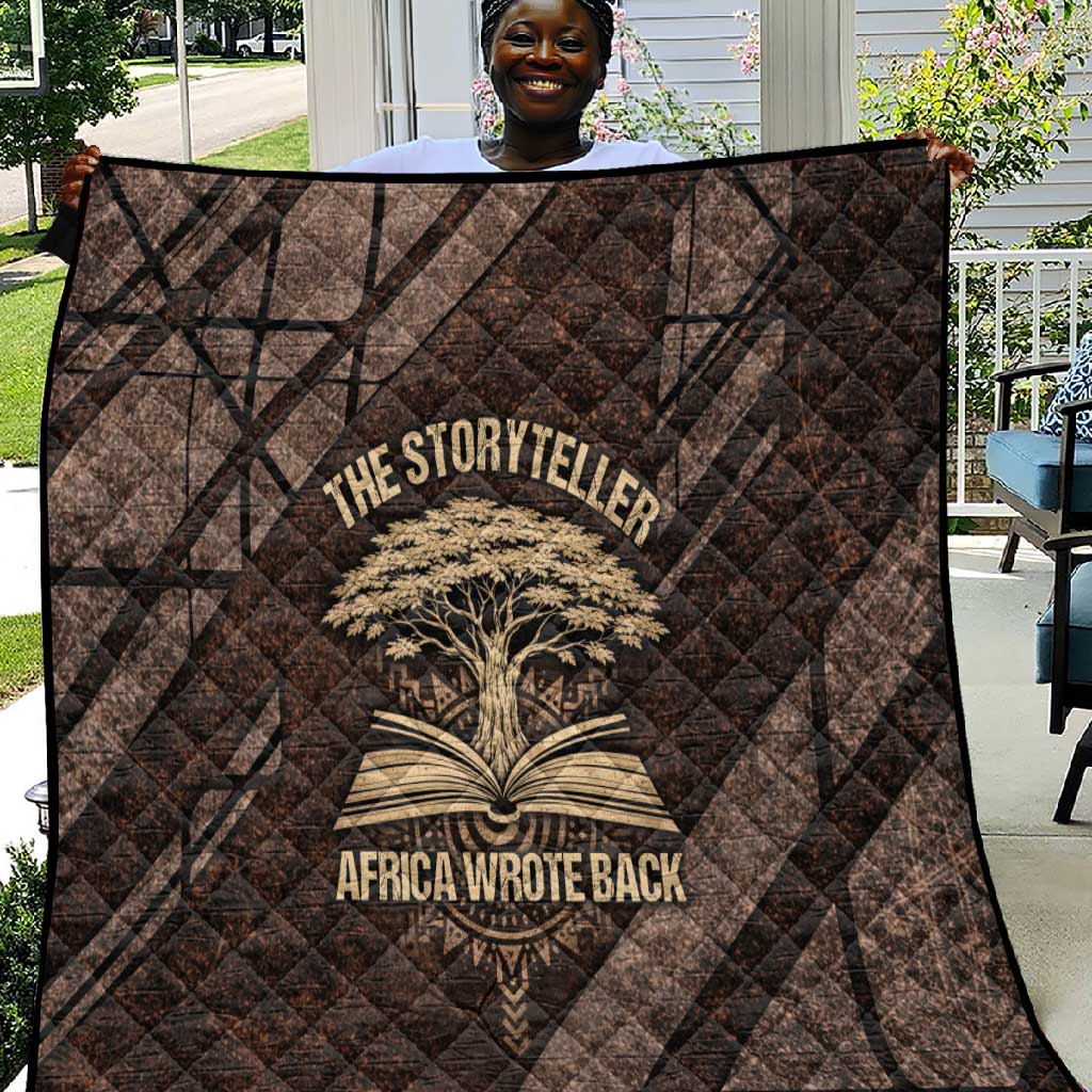 Chinua Achebe Quilt with Tribal Symbol Design, The Storyteller Quote and Africa Wrote Back - Wonder Print Shop
