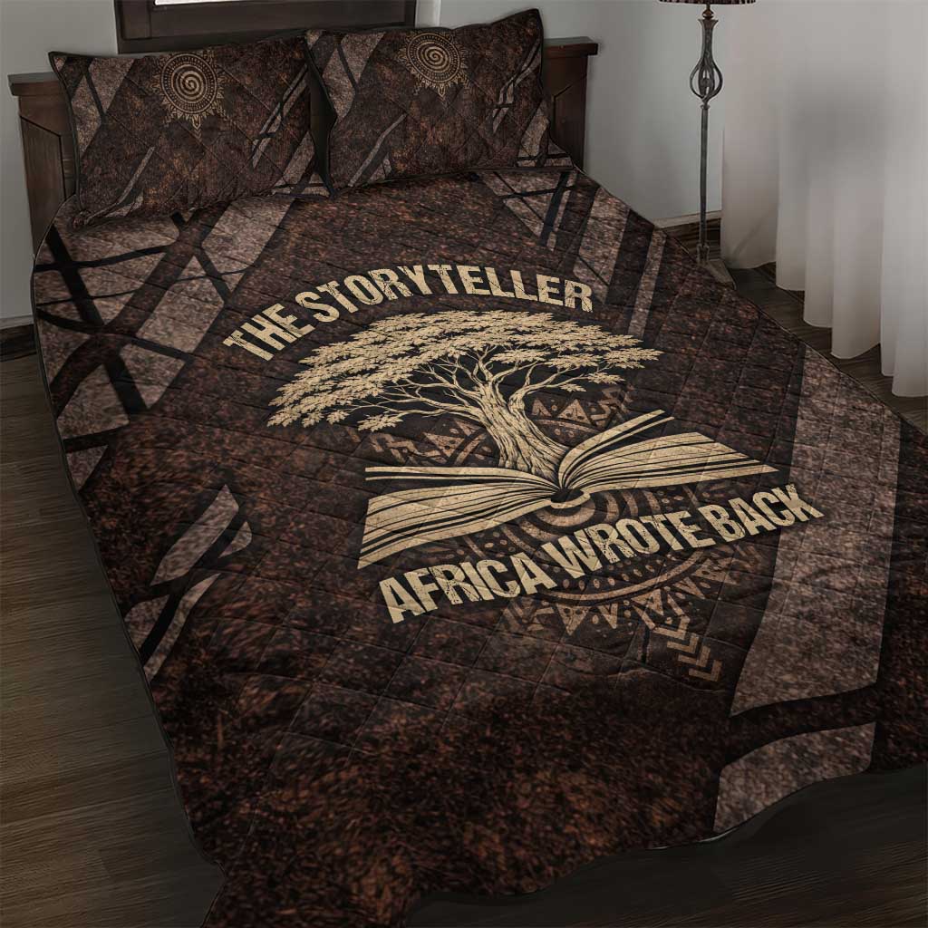 Chinua Achebe Quilt Bed Set with Tribal Symbol Design, The Storyteller Quote and Africa Wrote Back - Wonder Print Shop