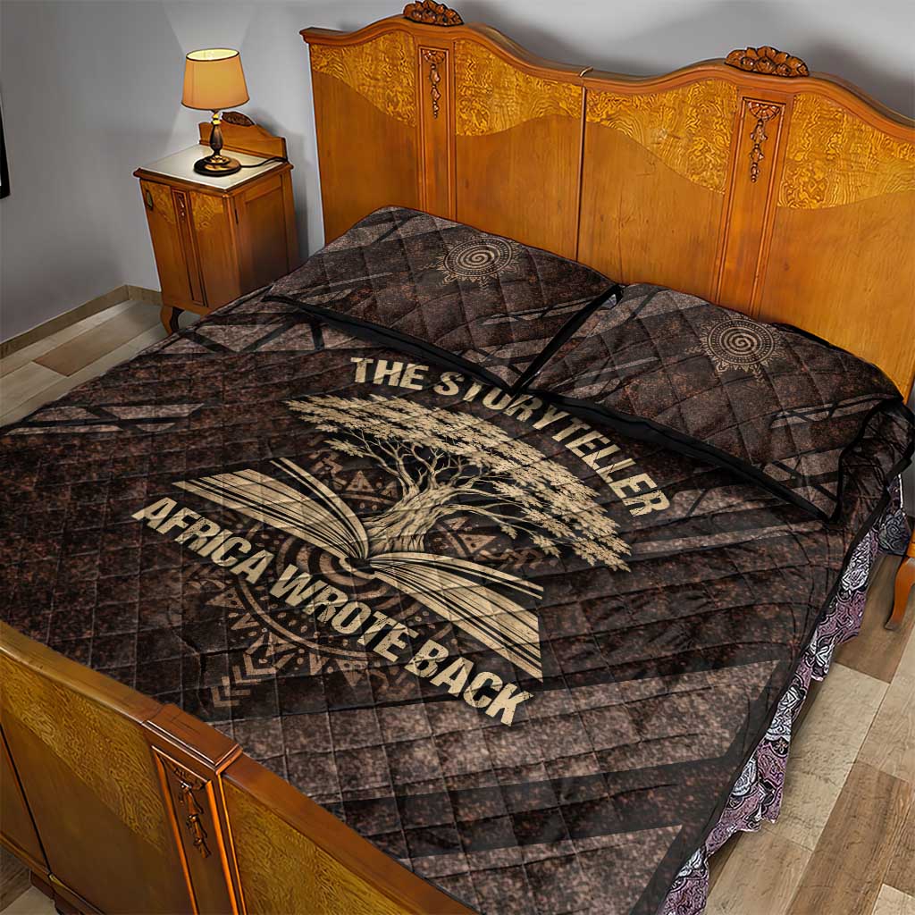 Chinua Achebe Quilt Bed Set with Tribal Symbol Design, The Storyteller Quote and Africa Wrote Back - Wonder Print Shop