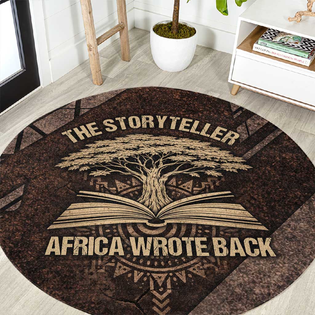 Chinua Achebe Round Carpet with Tribal Symbol Design, The Storyteller Quote and Africa Wrote Back - Wonder Print Shop