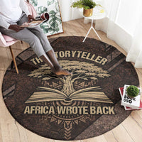 Chinua Achebe Round Carpet with Tribal Symbol Design, The Storyteller Quote and Africa Wrote Back - Wonder Print Shop
