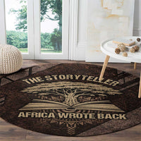 Chinua Achebe Round Carpet with Tribal Symbol Design, The Storyteller Quote and Africa Wrote Back - Wonder Print Shop