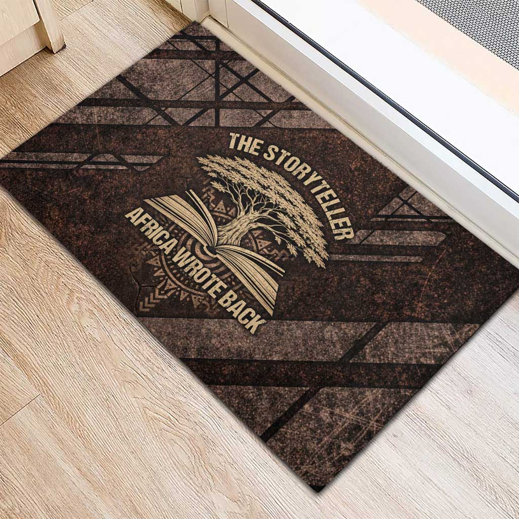 Chinua Achebe Rubber Doormat with Tribal Symbol Design, The Storyteller Quote and Africa Wrote Back - Wonder Print Shop