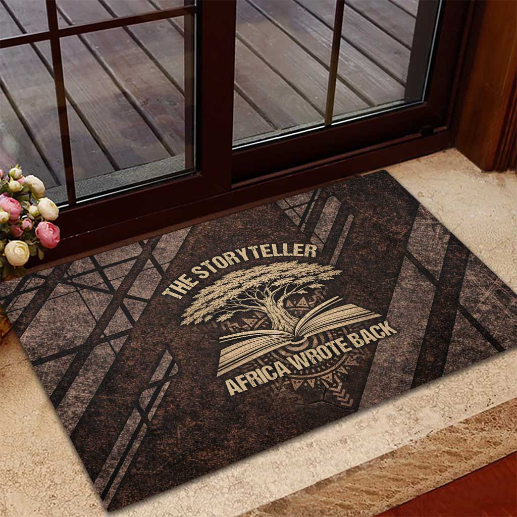 Chinua Achebe Rubber Doormat with Tribal Symbol Design, The Storyteller Quote and Africa Wrote Back - Wonder Print Shop