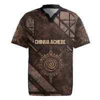 Chinua Achebe Rugby Jersey with Tribal Symbol Design, The Storyteller Quote and Africa Wrote Back - Wonder Print Shop