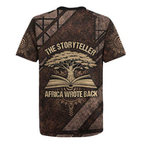 Chinua Achebe Rugby Jersey with Tribal Symbol Design, The Storyteller Quote and Africa Wrote Back - Wonder Print Shop