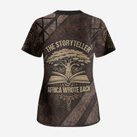 Chinua Achebe Scrub Top with Tribal Symbol Design, The Storyteller Quote and Africa Wrote Back - Wonder Print Shop