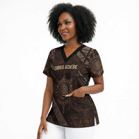 Chinua Achebe Scrub Top with Tribal Symbol Design, The Storyteller Quote and Africa Wrote Back - Wonder Print Shop