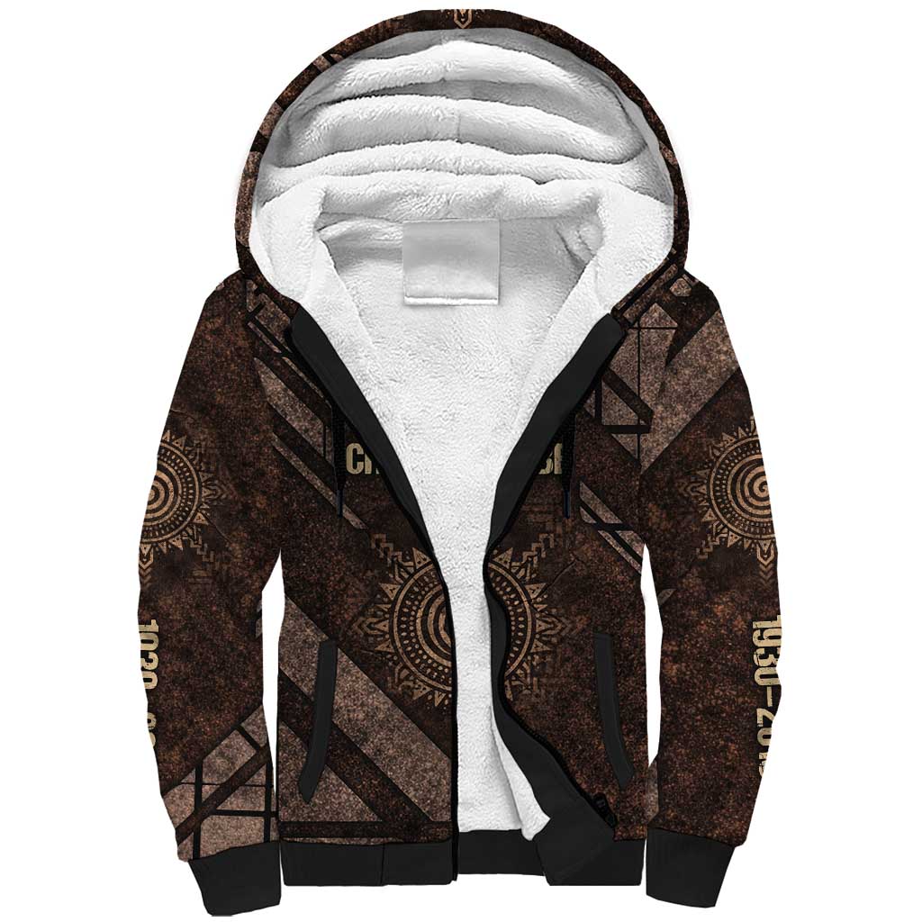 Chinua Achebe Sherpa Hoodie with Tribal Symbol Design, The Storyteller Quote and Africa Wrote Back - Wonder Print Shop