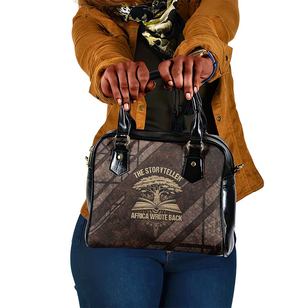 Chinua Achebe Shoulder Handbag with Tribal Symbol Design, The Storyteller Quote and Africa Wrote Back - Wonder Print Shop