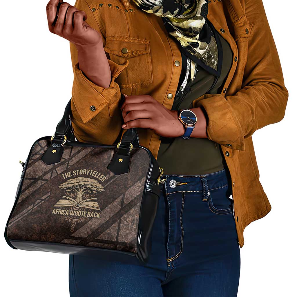 Chinua Achebe Shoulder Handbag with Tribal Symbol Design, The Storyteller Quote and Africa Wrote Back - Wonder Print Shop