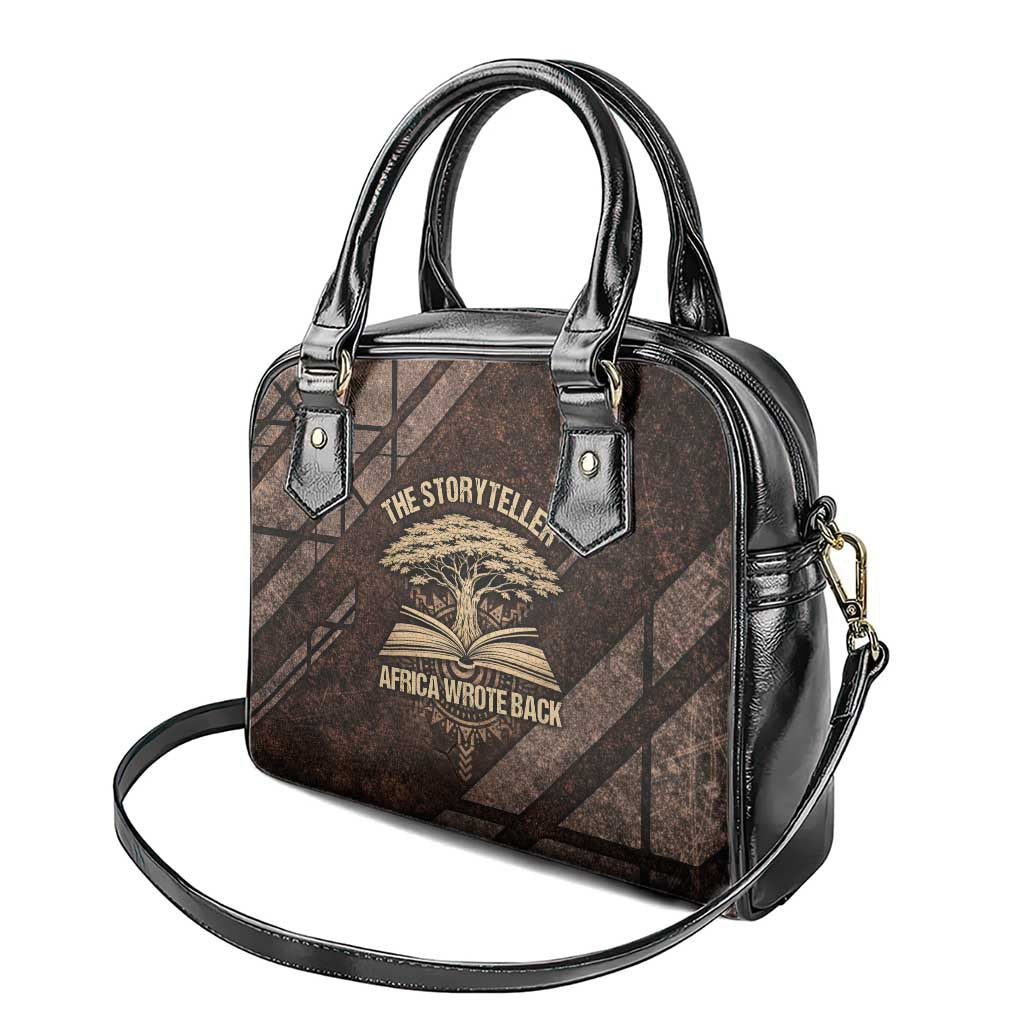 Chinua Achebe Shoulder Handbag with Tribal Symbol Design, The Storyteller Quote and Africa Wrote Back - Wonder Print Shop