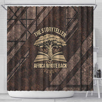 Chinua Achebe Shower Curtain with Tribal Symbol Design, The Storyteller Quote and Africa Wrote Back - Wonder Print Shop