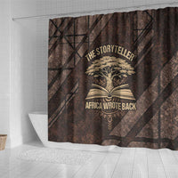 Chinua Achebe Shower Curtain with Tribal Symbol Design, The Storyteller Quote and Africa Wrote Back - Wonder Print Shop