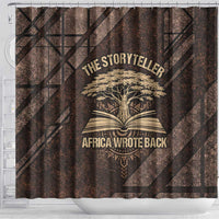 Chinua Achebe Shower Curtain with Tribal Symbol Design, The Storyteller Quote and Africa Wrote Back - Wonder Print Shop