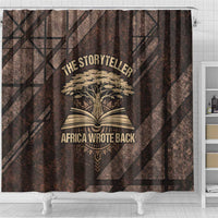 Chinua Achebe Shower Curtain with Tribal Symbol Design, The Storyteller Quote and Africa Wrote Back - Wonder Print Shop