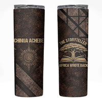 Chinua Achebe Skinny Tumbler with Tribal Symbol Design, The Storyteller Quote and Africa Wrote Back - Wonder Print Shop