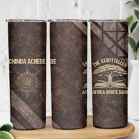 Chinua Achebe Skinny Tumbler with Tribal Symbol Design, The Storyteller Quote and Africa Wrote Back - Wonder Print Shop